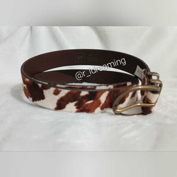 NWOT GAP Cow Print Calf Hair Belt Size Medium - Picture 4 of 7